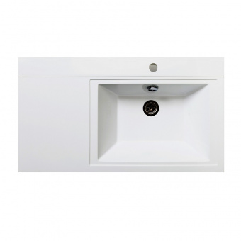 Тумба Родос 85 белая левая с раковиной Gamma 85 c левым крылом RUNO3