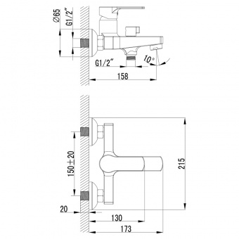 Смеситель для ванны LEMARK Plus Grace LM1512C1 Смеситель для ванны LEMARK Plus Grace LM1512C1