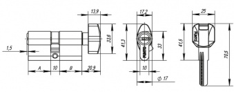 Цилиндровый механизм с вертушкой PUNTO Z402  60 мм (25+10+25) CP хром1