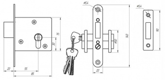 Замок врезной универсальный хром ЗЕНИТ ЗВ1-2 1