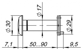 Глазок дверной 16 мм толщина 50-90 мм PUNTO DVP1 хром1
