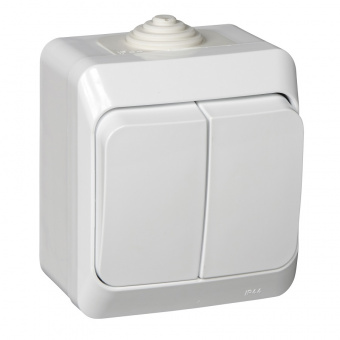 Выключатель двойной открытой установки 10А белый IP44 SE Этюд