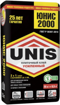 Клей для плитки класс C1 25 кг UNIS 2000 (48 шт/под)