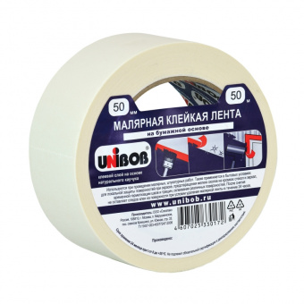 Лента малярная 50 мм х 50 м 135 мкм белый UNIBOB