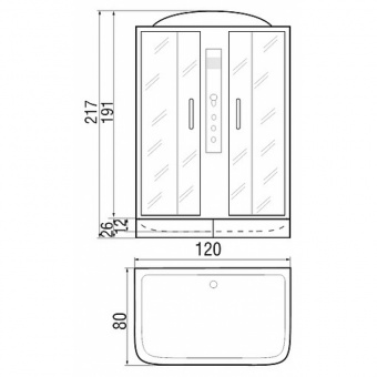 Душевая кабина Sena 120/80/26 МТ RIVER2