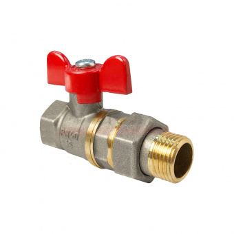 Кран шаровой 1/2" (15 мм) в/н бабочка с накидной гайкой никелированный VALFEX Стандарт