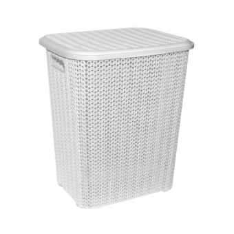Корзина для белья пластиковая 60 л белый вязь VIOLET