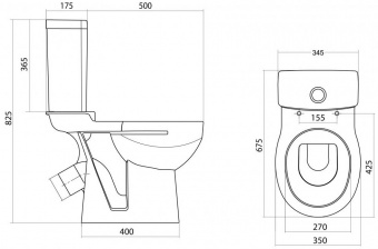 Унитаз-компакт SANTEK Версаль косой выпуск с сиденьем дюропласт микролифт5