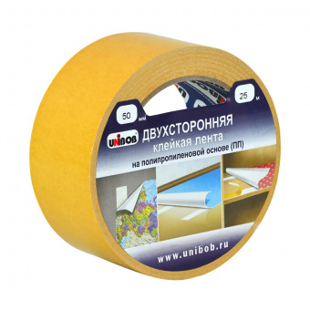 Лента клеящая двусторонняя полипропиленовая 50 мм х 10 м UNIBOB