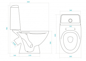 Унитаз-компакт SANTEK Полар 2 режима, косой выпуск1
