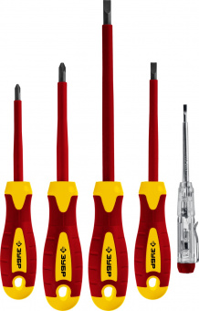 Набор отверток диэлелектрический 5 предметов ЗУБР Профи