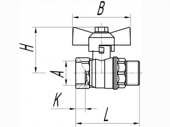 Кран шаровой 1/2" (15 мм) в/н бабочка ГАЛЛОП Стандарт1