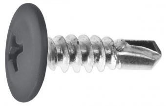 Саморез с прессшайбой сверло 4,2х19 мм серый графит RAL7024 (100 шт)