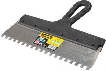 Шпатель зубчатый с пластмассовой ручкой 300х8 мм STAYER Profi