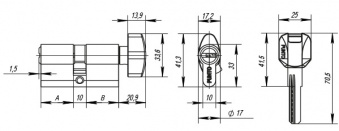 Цилиндровый механизм с вертушкой PUNTO Z402 100 мм (40+10+50) CP хром1