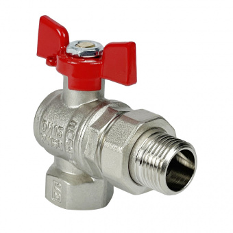 Кран шаровой 1/2" (15 мм) в/н бабочка с накидной гайкой угловой никелированный VALFEX Стандарт