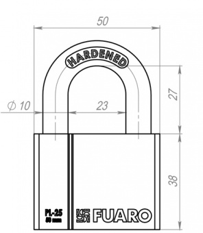 Замок навесной 50 мм, чугун FUARO PL-25501