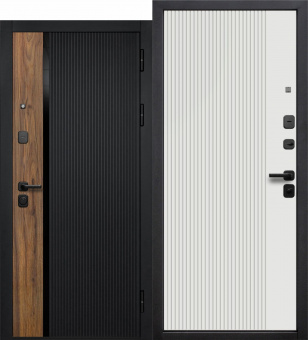 Дверь входная 10 см МДФ/МДФ кантри сатин черный/орех эмалит белый 960 мм левая FERRONI