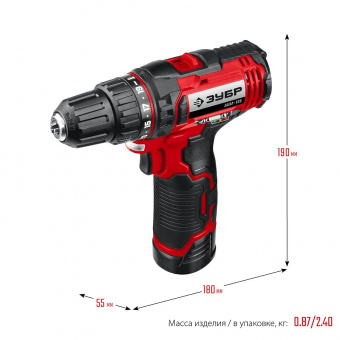 Аккумуляторная дрель-шуруповерт ЗУБР ДШЛ-125-22 12 В 2 Ач1