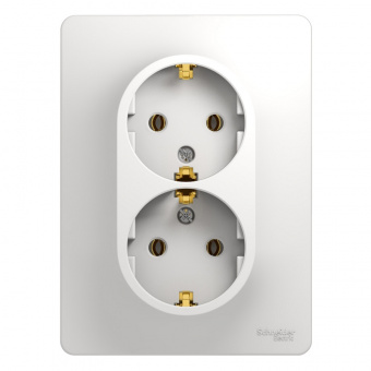 Розетка двойная скрытой установки с/з 16А белый SE Glossa
