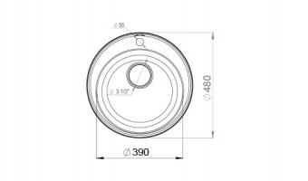 Мойка кварц круглая 480 мм без крыла черный GF-Z-08 GRANFEST QUARZ1