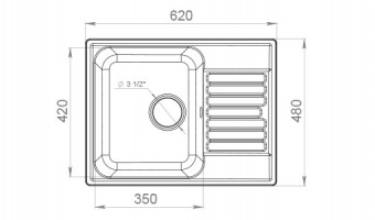 Мойка кварц прямоугольная 620х480 мм с крылом черный GF-Z-13 GRANFEST QUARZ1