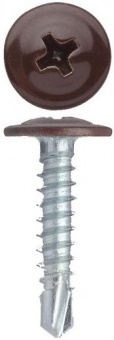 Саморез с прессшайбой сверло 4,2х16 мм темно-коричневый RAL8017 (35 шт)