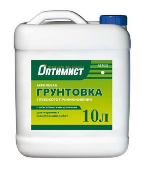 Грунтовка акриловая глубокого проникновения 10 л ОПТИМИСТ G103