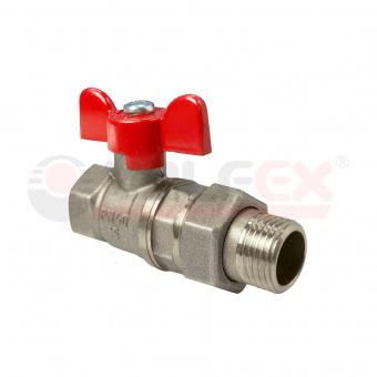 Кран шаровой 3/4" (20 мм) в/н бабочка с накидной гайкой никелированный VALFEX Стандарт