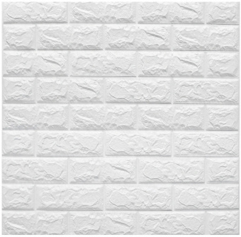 Панель ПВХ 770х770 мм самоклеящаяся 3D белый Кирпич