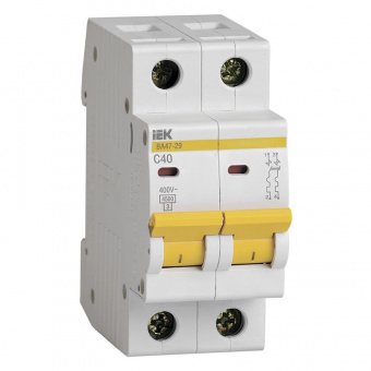 Автомат 2 полюса 40A тип C IEK ВА47-29
