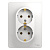 розетка двойная скрытой установки с/з 16а белый se glossa