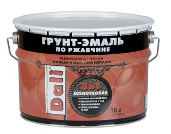 Грунт-эмаль молотковая по ржавчине коричневый 10 л DALI