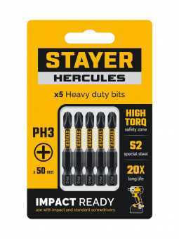 Бита РH3 50 мм (5 шт) STAYER Profi Hercules