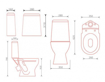 Унитаз-компакт SMARTSANT Trend косой выпуск с сиденьем полипропилен1