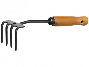 Грабельки стальные 4-х зубые с деревянной ручкой GRINDA ProLine