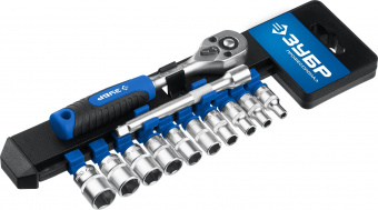 Набор торцевых головок с трещоткой 1/4" 12 предметов ЗУБР Профи ТМ-12М