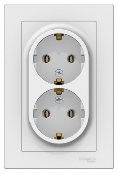Розетка двойная скрытой установки с/з 16А белый SE Atlas Design
