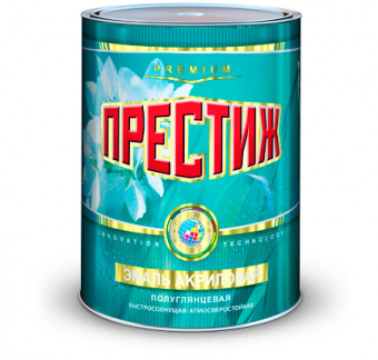 Эмаль акриловая быстросохнущая полуглянцевая белый 0,9 кг ПРЕСТИЖ