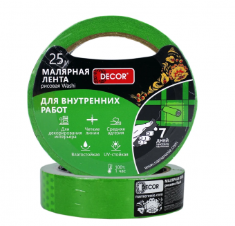 Скотч малярный для внутренних работ 38 мм х 25 м DECOR